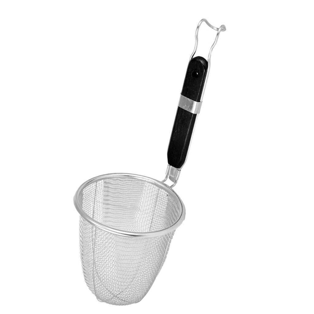 Stainless steel pasta strainer filter spoon wire skimmer spiral 13.5 cm