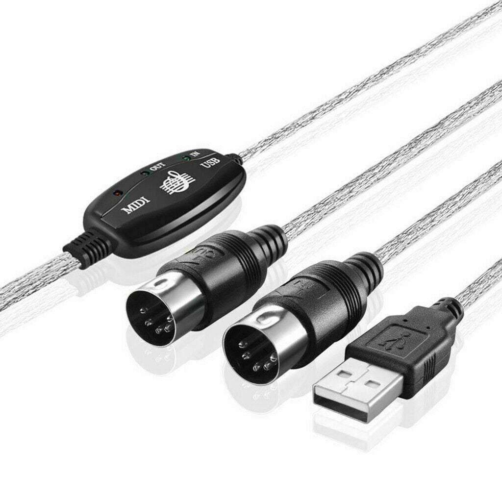 USB in-OUT MIDI Interface Cable Converter to PC Electronic Keyboard Adapter Cord