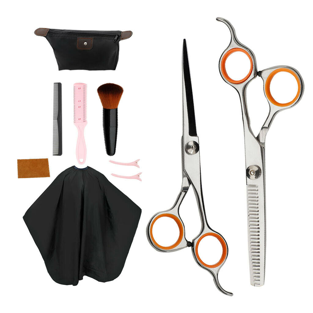 Hair Cutting Hairdressing Scissors Kit with Accessories Comb Cape Clips A