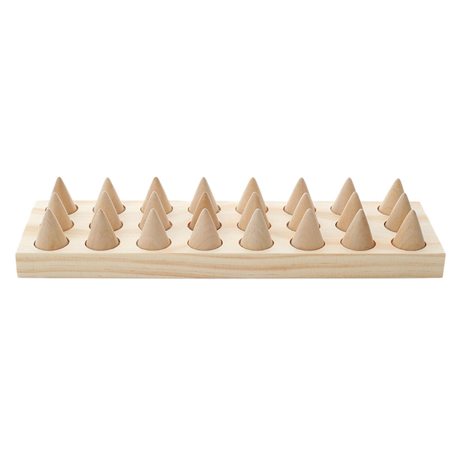 24 Fingers Natural Wood Rings Display Stands Showcase for Shows Decorative