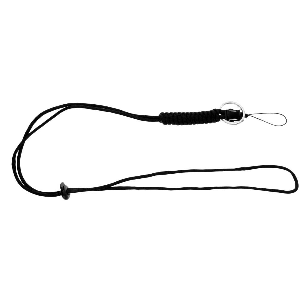 2X Utility Braided Lanyard Survival Paracord Keychain with Split Ring black