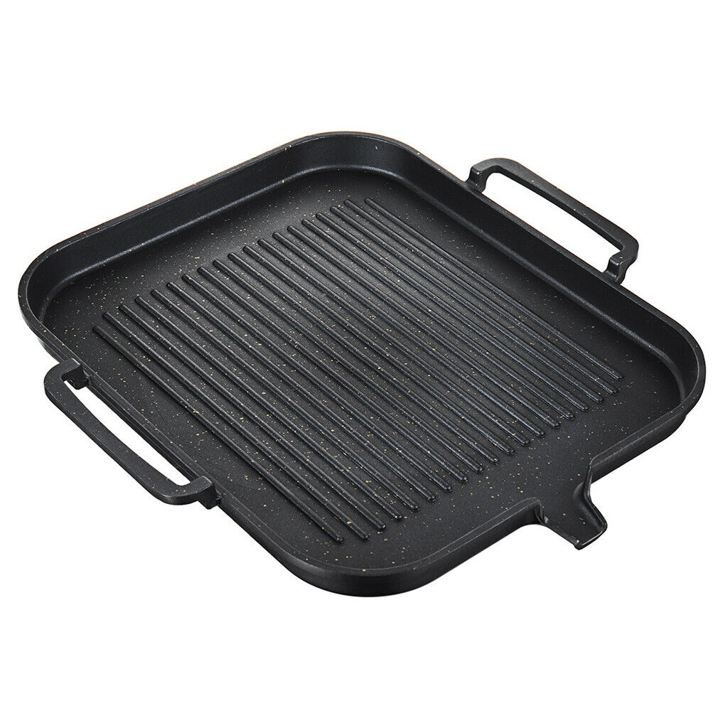 Grill Pan Non-stick Cooking Aluminum Alloy Steak Frying Pan Camping BBQ