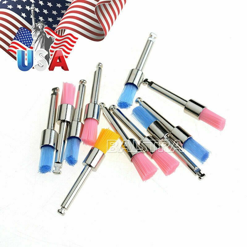 100pzas Tazón de Fuente de Nylon Colorido Dental Cepillo Profiláctico Pulido
