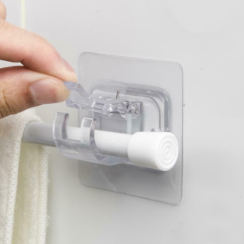 Transparent Hanging Rod Clamps Bathroom Shower Curtain Rod Fixed Clip Bracket