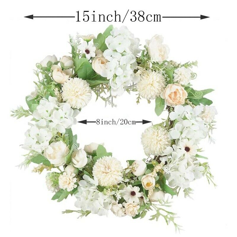 Artificial Peony Hydrangea Wreath Sp Wreath for Front Door Wedding Wall WindC2D6