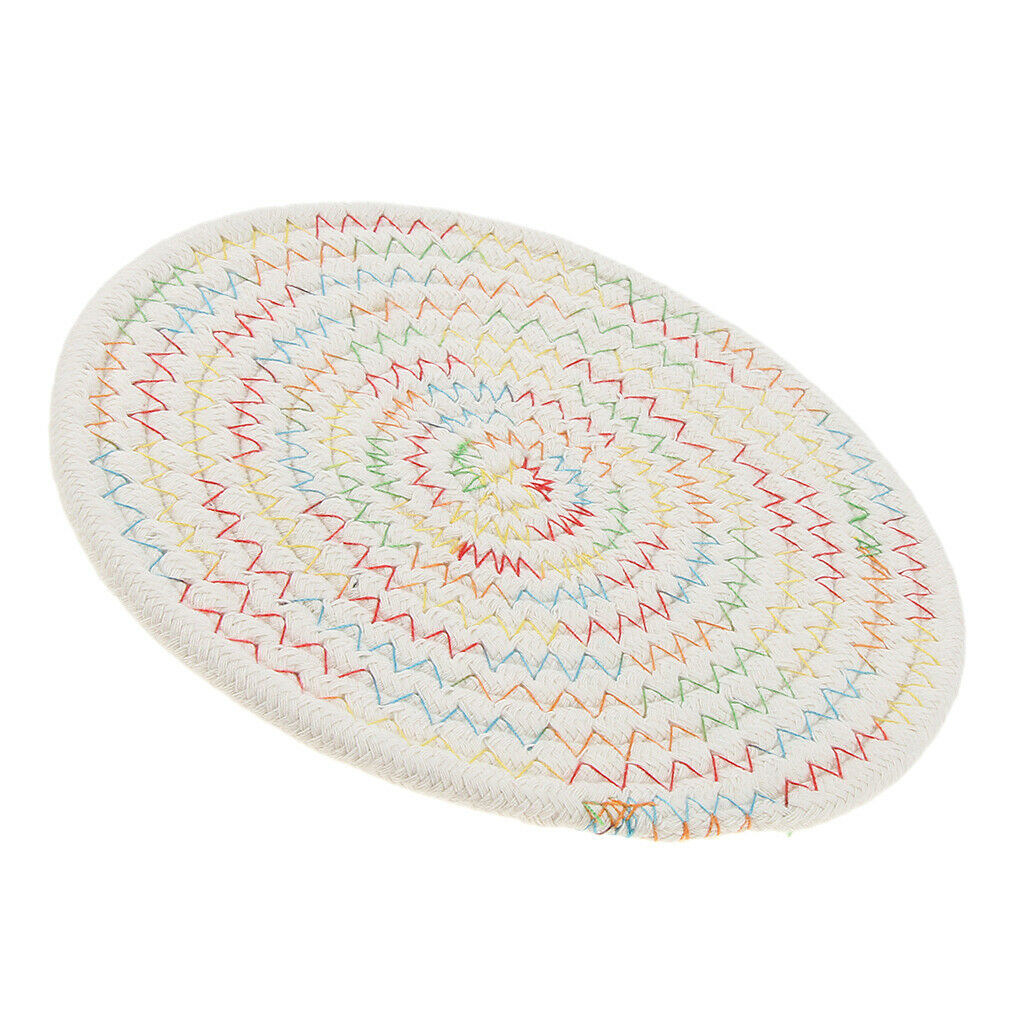 Round Cotton Braided Table Placemat Mat Coaster for Cup Saucer Bowl Teapot