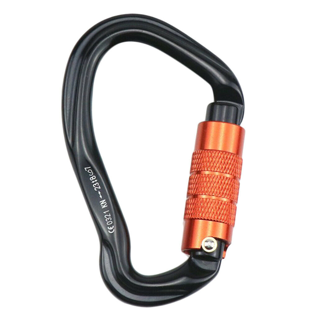 Twist Lock Climbing Carabiner Clips Auto Locking and Heavy Duty Black