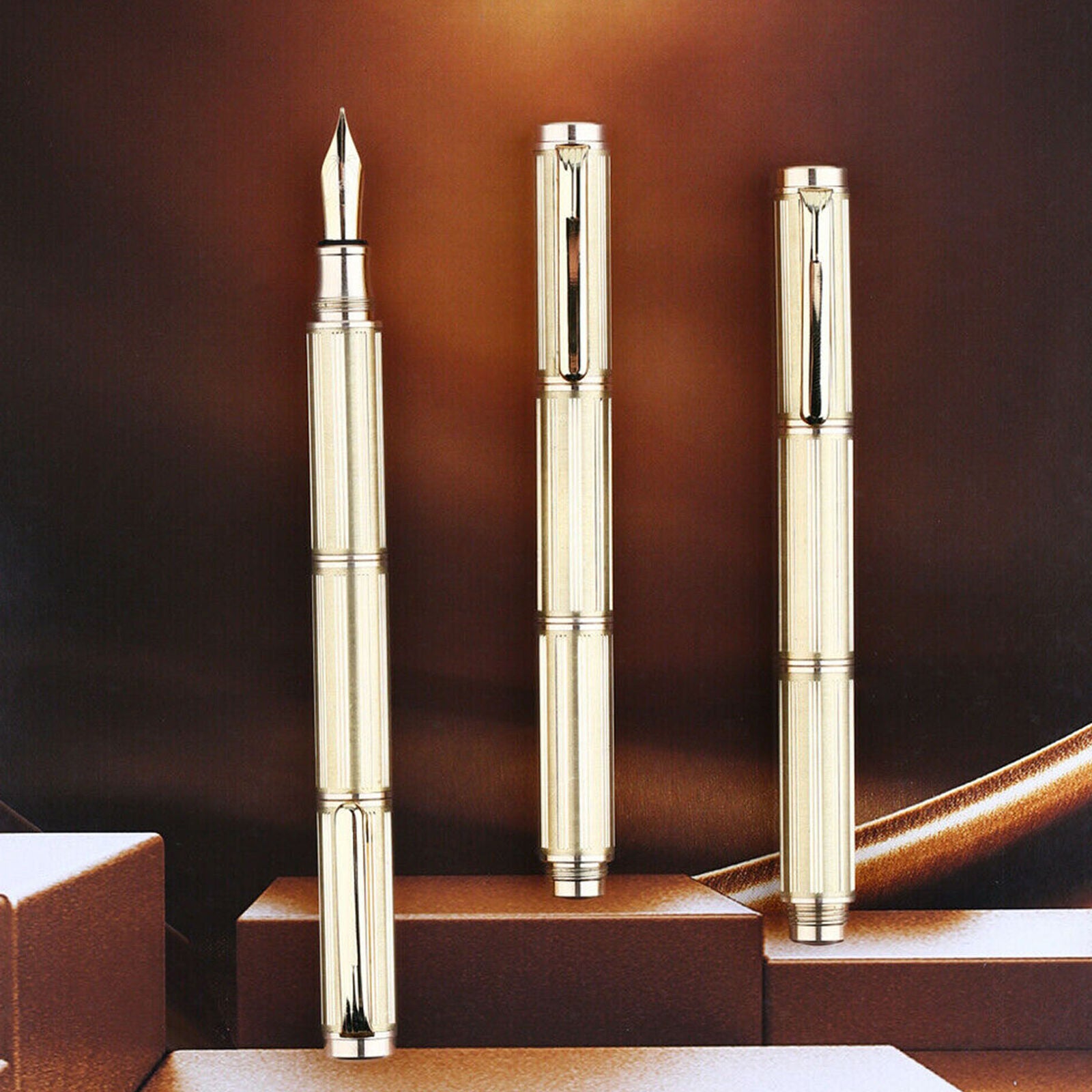 Mojiang Mini Metal Brass Fountain Pen Travel Pocket Size F Iridium Nib Ink Pen