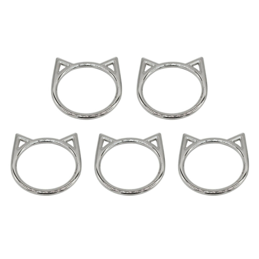 5 Packs Fashion Sliver Cat Rings DIY Choker Leather Necklace Leg Rings Makings