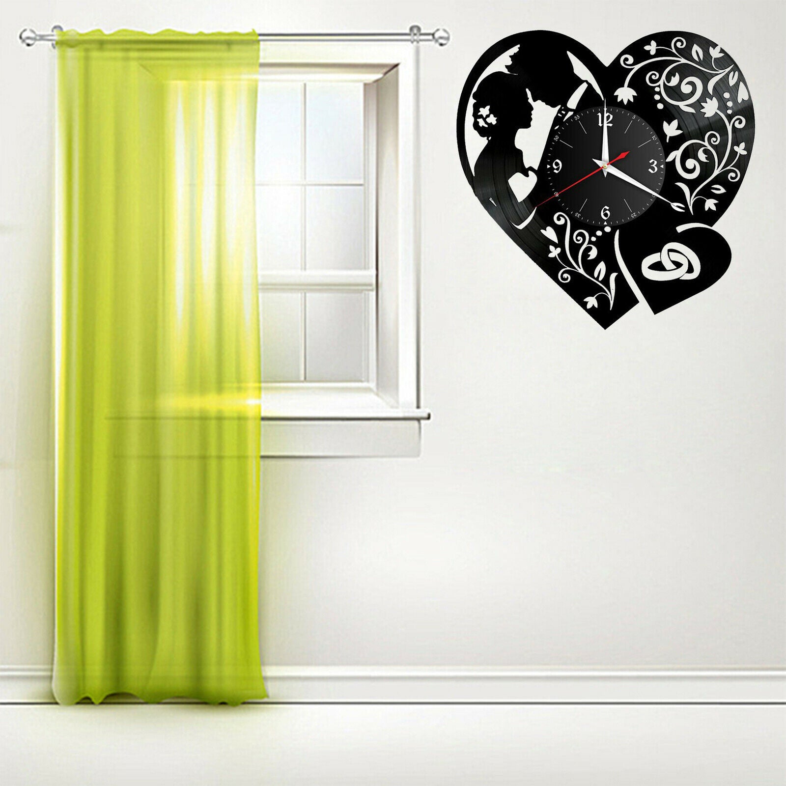 Vinyl Wall Clock Decoration Non Ticking for Kitchen Wedding Anniversary