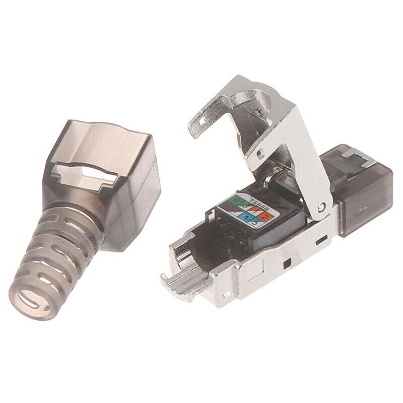 1Pc Tool-Free Shielded RJ45 Cat 7 Termination Plug Connector Modular 22-26AWGUS