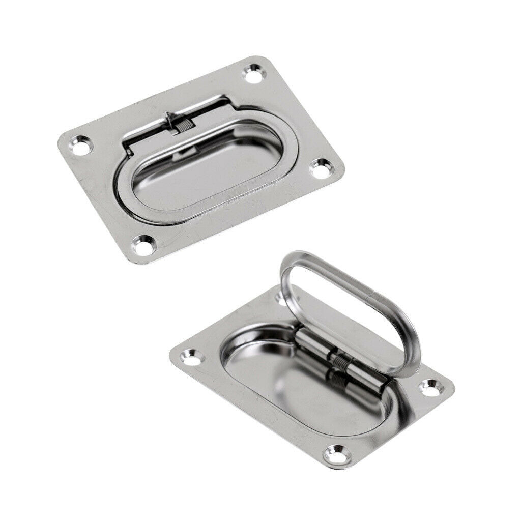 2pcs Durable Stainless Steel Boat Hatch Locker Cabinet Lift/Pull Ring Handle
