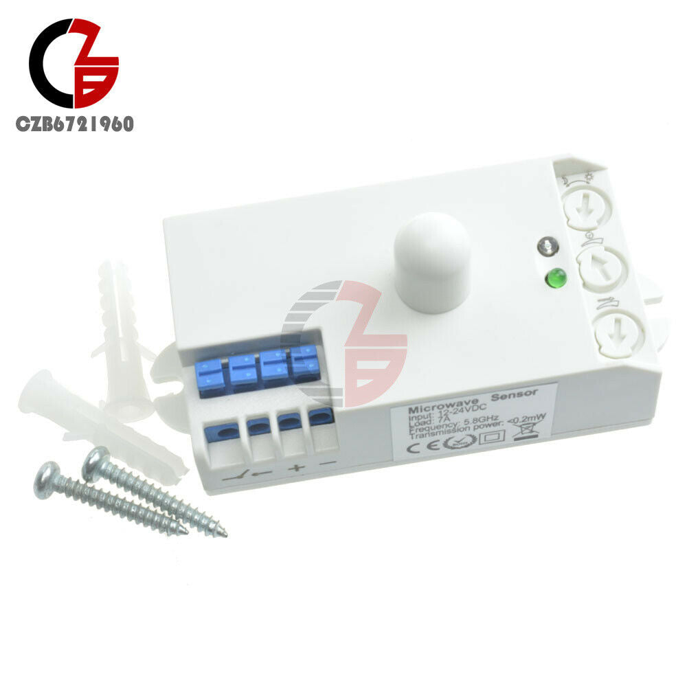 DC 12V-24V 7A 5.8GHz Microwave Radar Sensor Body Motion HF Detector Light Switch