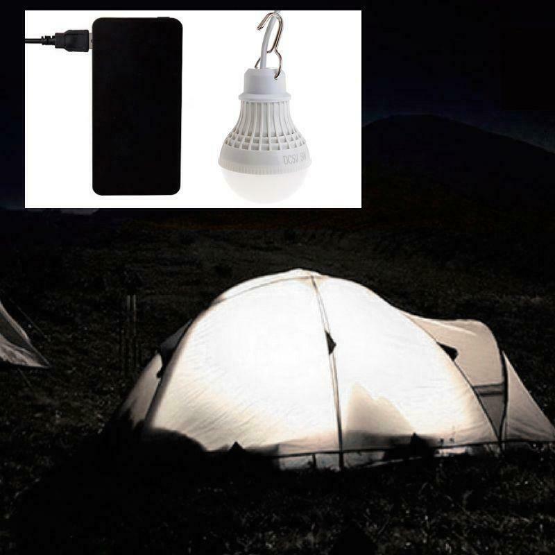 5W 10 LED Energy Saving USB Bulb Light Camping Home Night Lamp Hook Switch