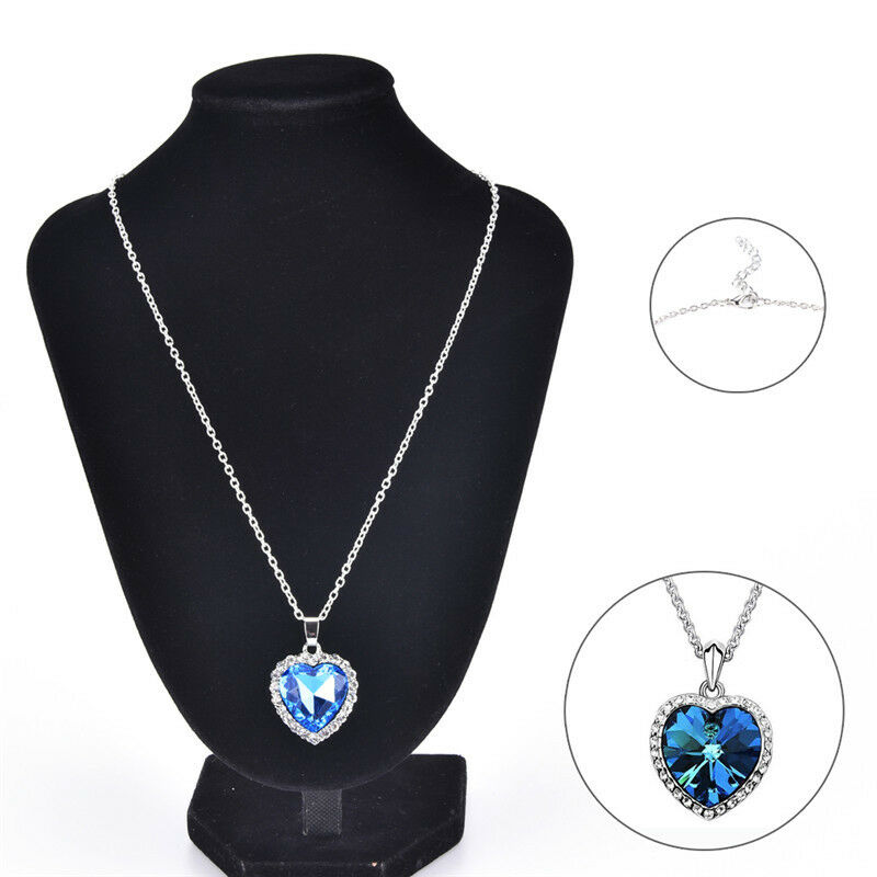 Ocean Heart Pendant Necklace Women Crystal Rhinestone Jewelry Accessories ML SJ