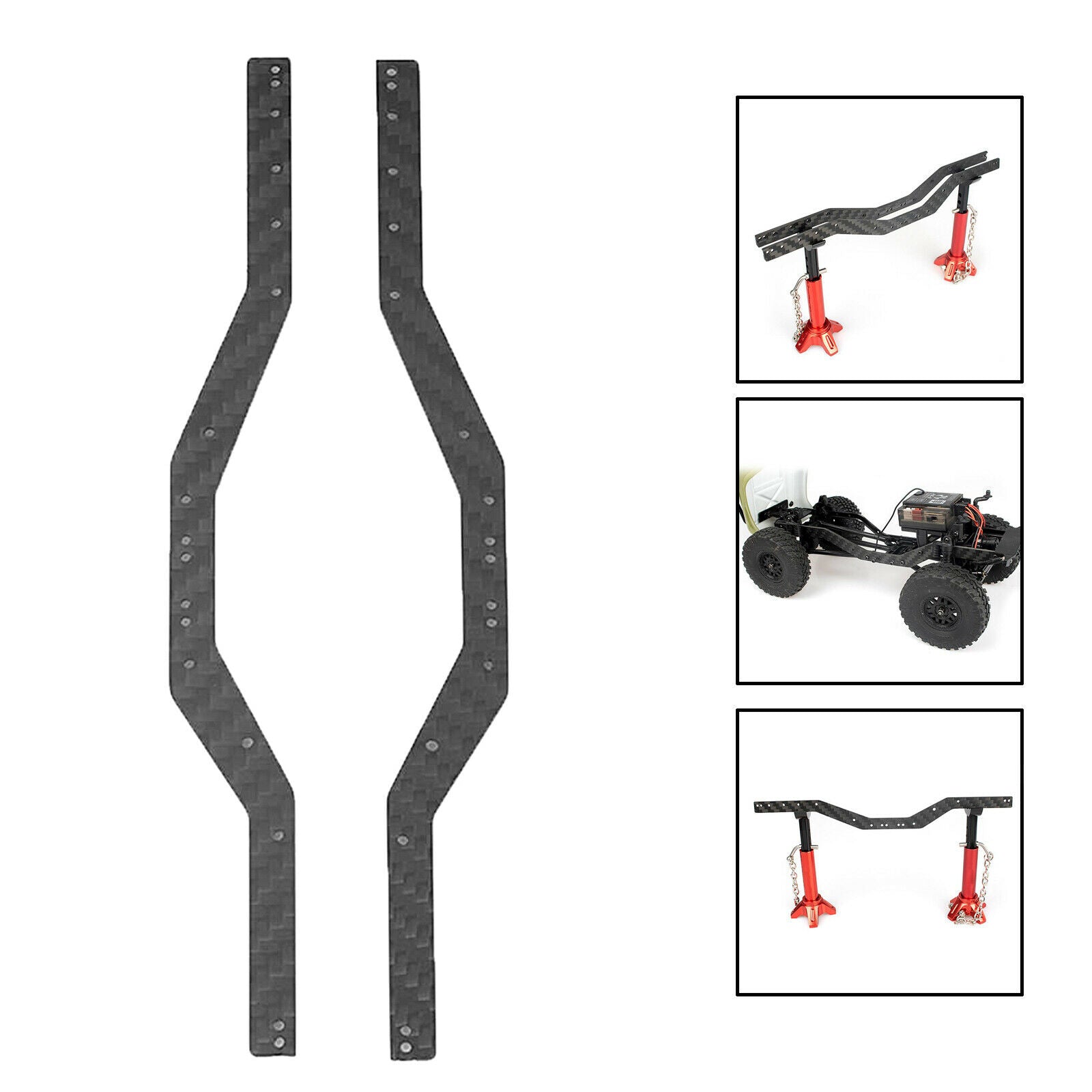 Carbon Fiber Chassis Frame Rails Set for Axial SCX24 90081 1/24 RC Rock Car