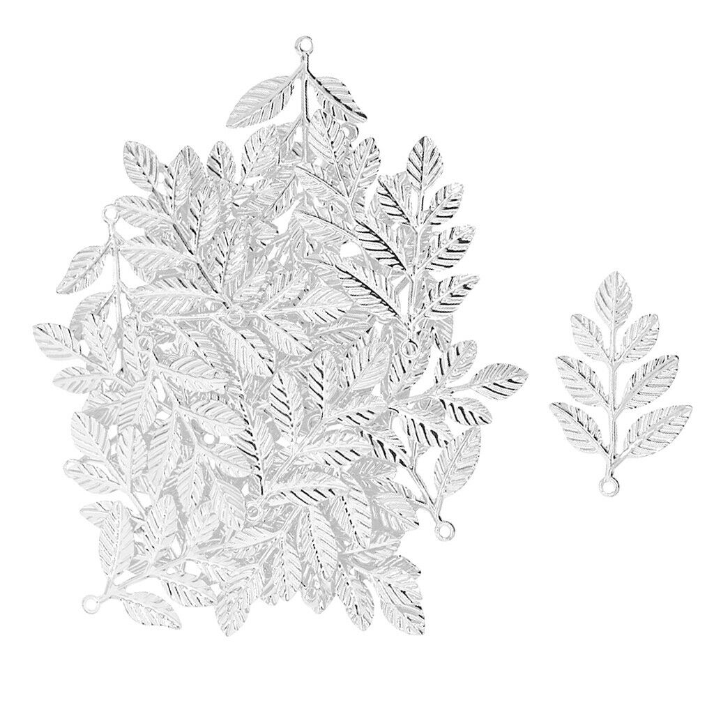30Pcs/set Filigree Leaf Branches Charms Pendants DIY Making Jewelry Findings