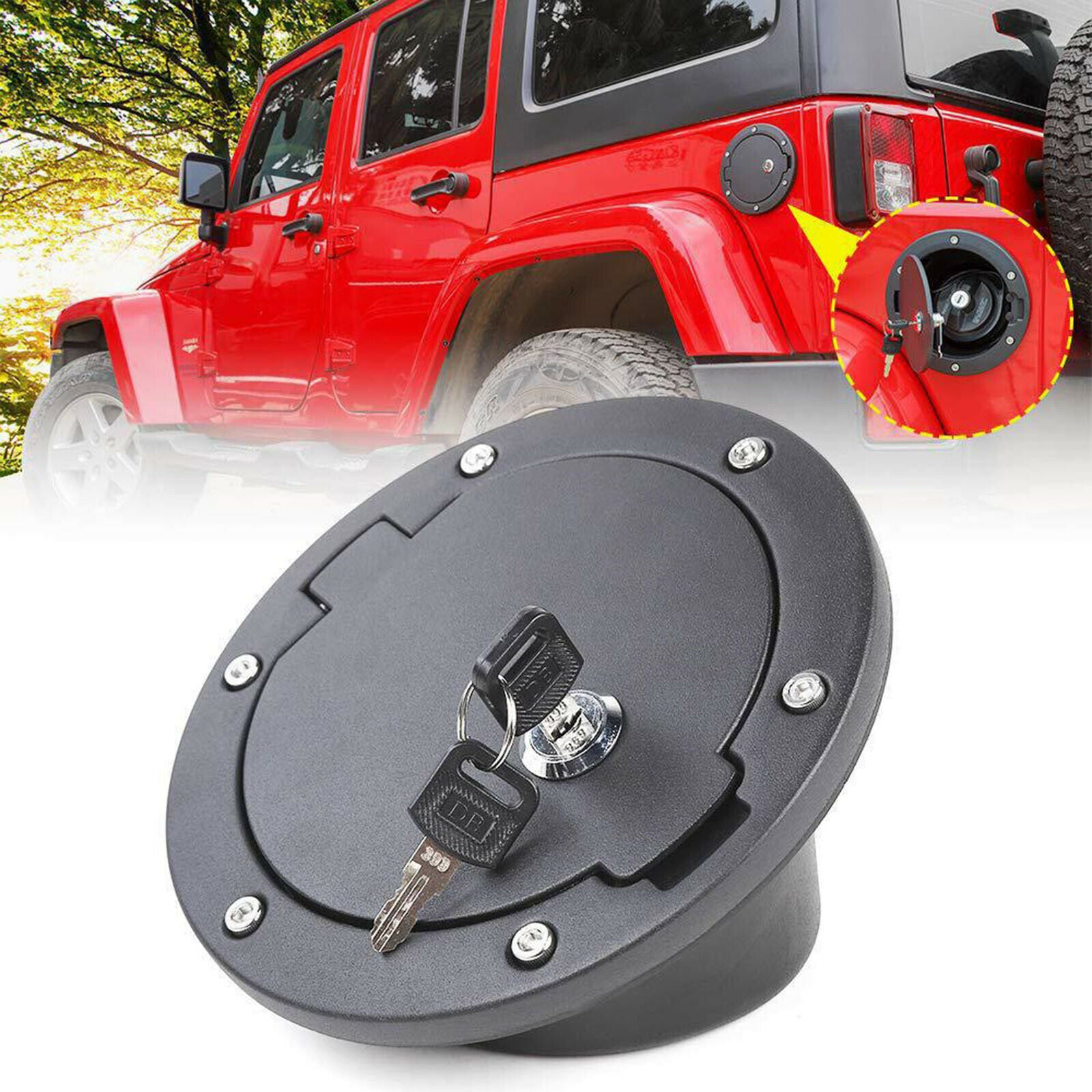 Locking Gas Tank Fuel Filler Door Cover Fit for Jeep Wrangler JK