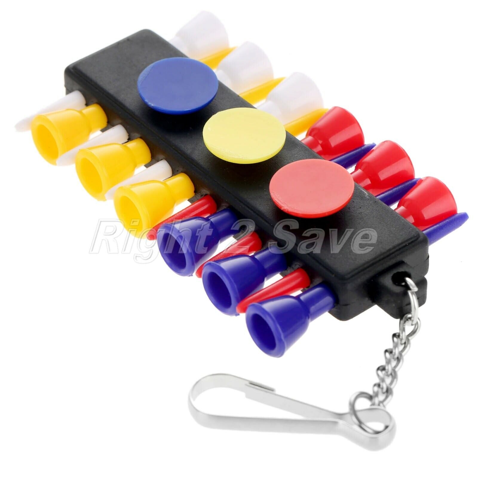 Golf Tee Holder Carrier 12 Wooden Golf Ball Tees+3 Ball Markers+Keychain Outdoor