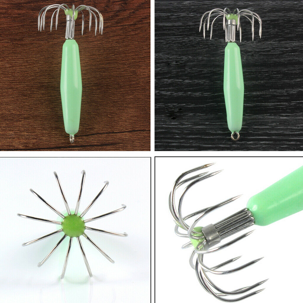 Stainless Steel Luminous Squid Jig Hook Barrel Umbrella Octopus Hook 7.2cm