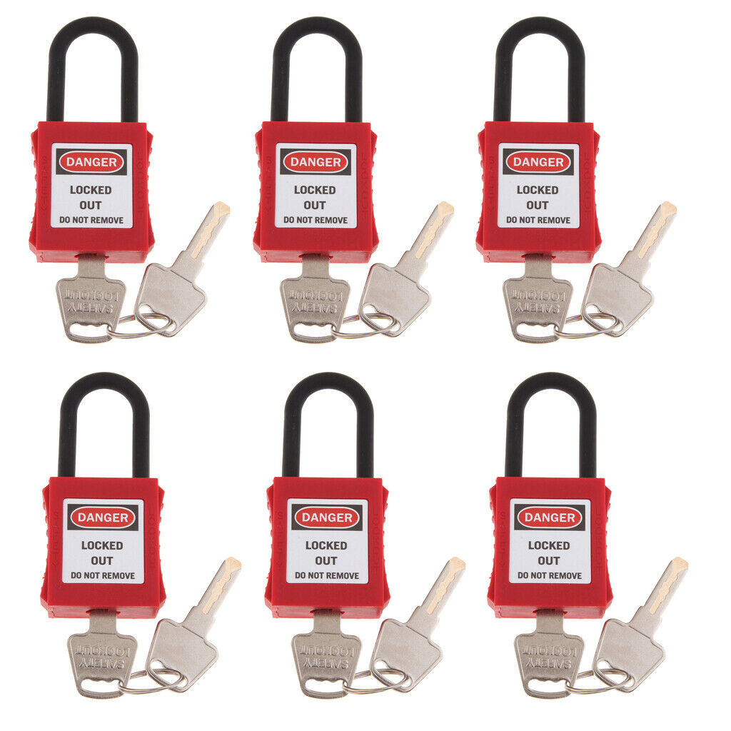 6 Pcs Strong Firm Safety Lockout Padlock Lock Keyed, Key Retaining, Safe