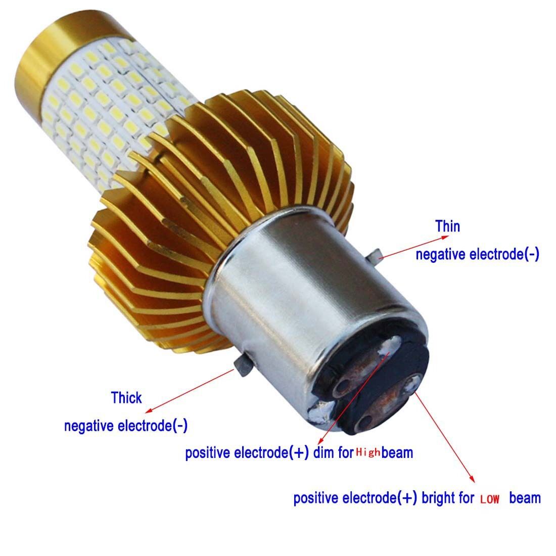 1X 12-80v 144SMD 1800LM White H6 BA20D LED E-bike Electric Bike Motor/Moped