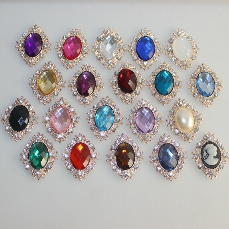 10x Crystal Rhinestone Button Flatback Cabochon Embellishments for Scrapbooking