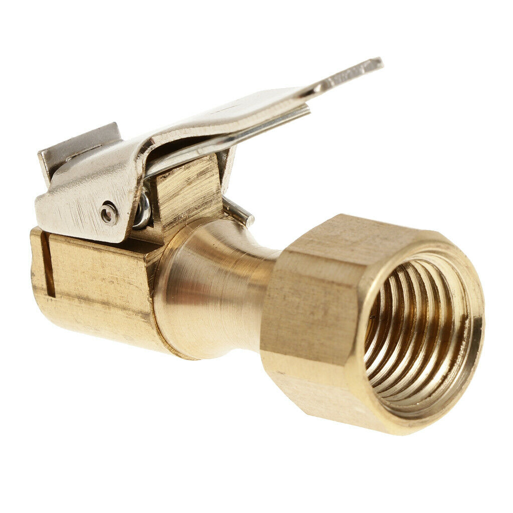 1Pcs 1/4" NPT Straight Brass Lock-on Tire Inflator Air Chuck Female Chuck w/Clip