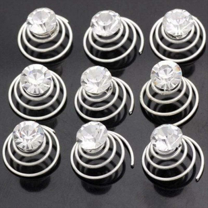 12 X Spiral twist diamond Bridal Wedding Clip Hair Pin O2O6