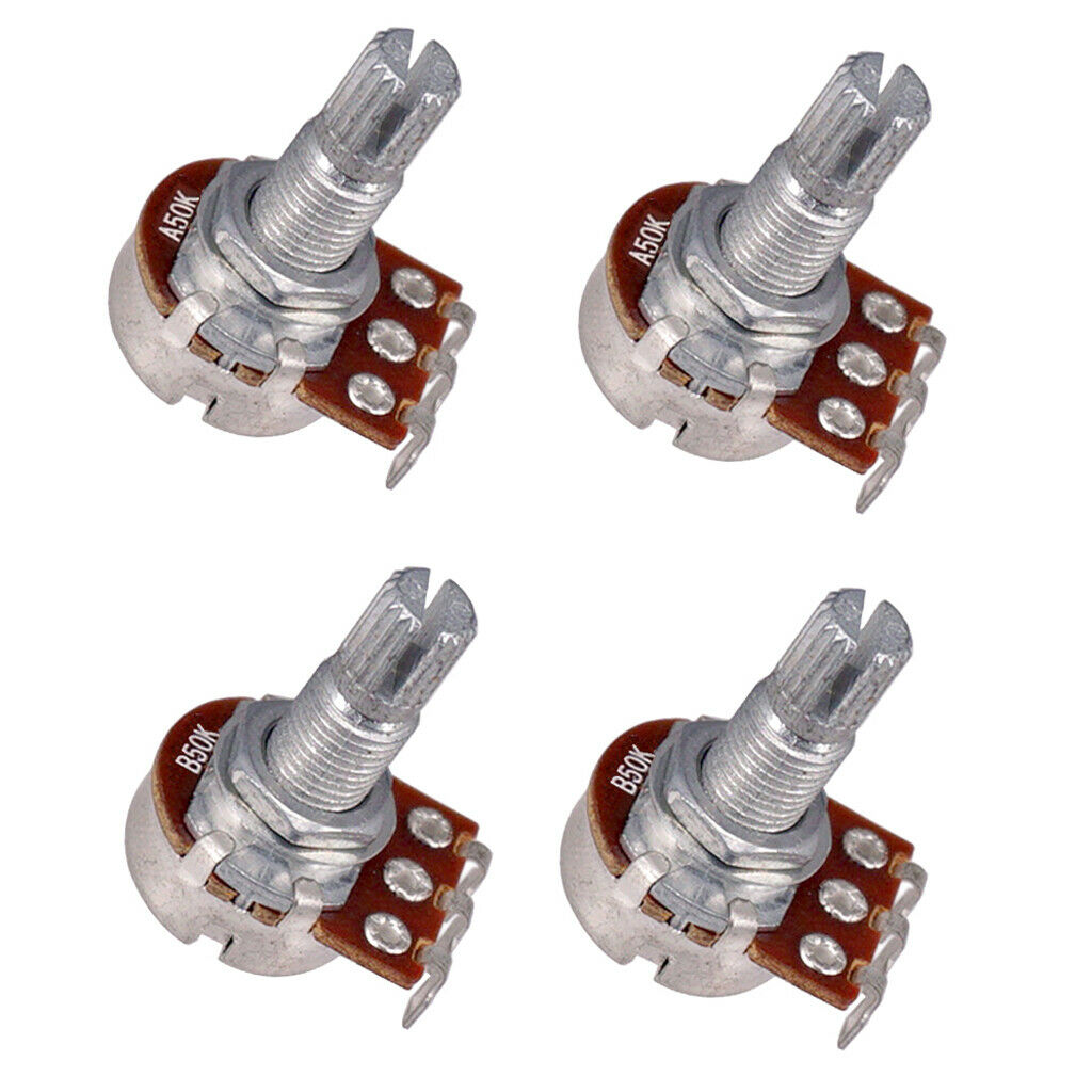 4 Pieces A50K/B50K Long Split Shaft Audio Taper Low Friction Potentiometers