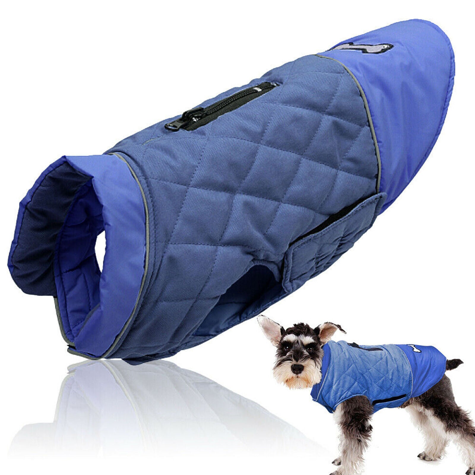 Winter Dog Coat Fleece Lined Clothes Reflective Pet Jacket Jack Russell Yorkie