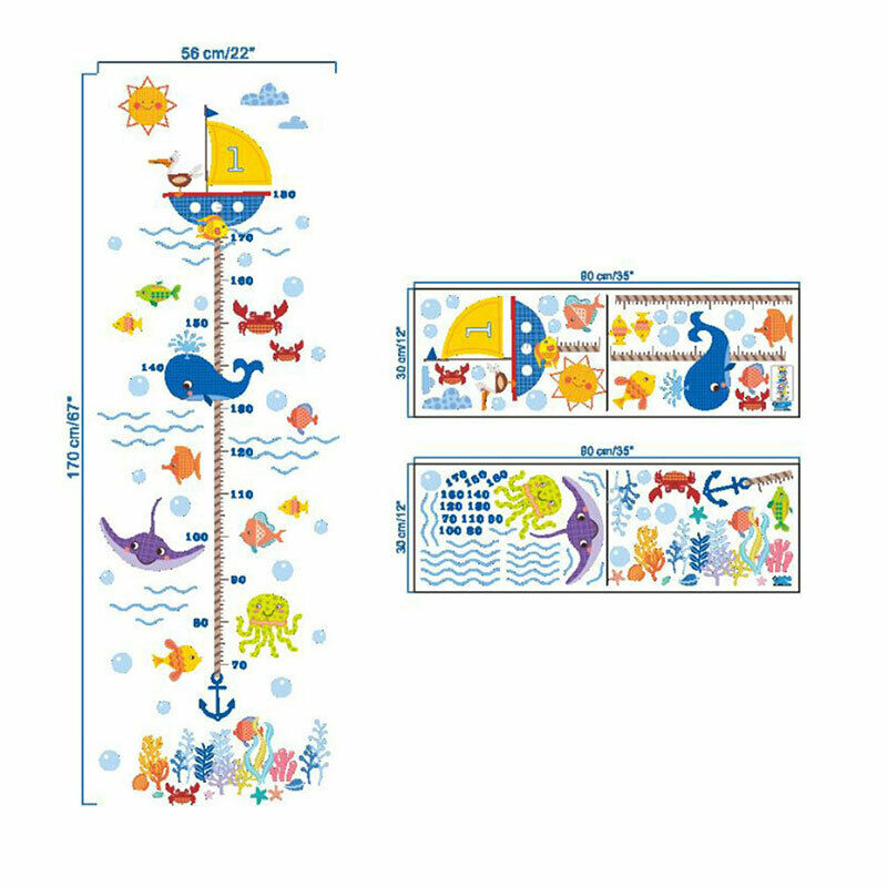 Children Height Stickers Animals Wall Stickers Kids Living Room Home Decorat FG