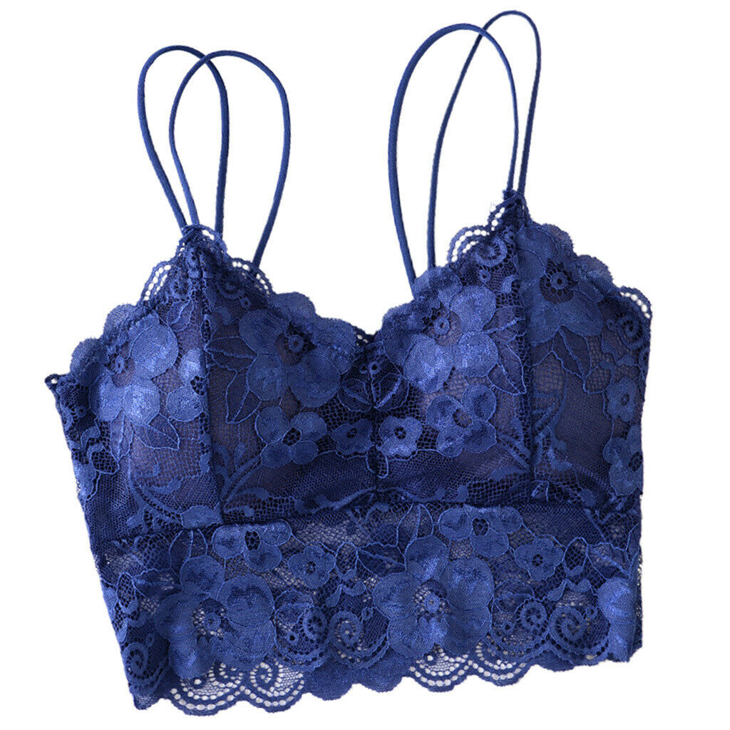 4 Pcs Full Lace Padded Bralette Spaghetti Strap Lace Bra Bustier Crop Top