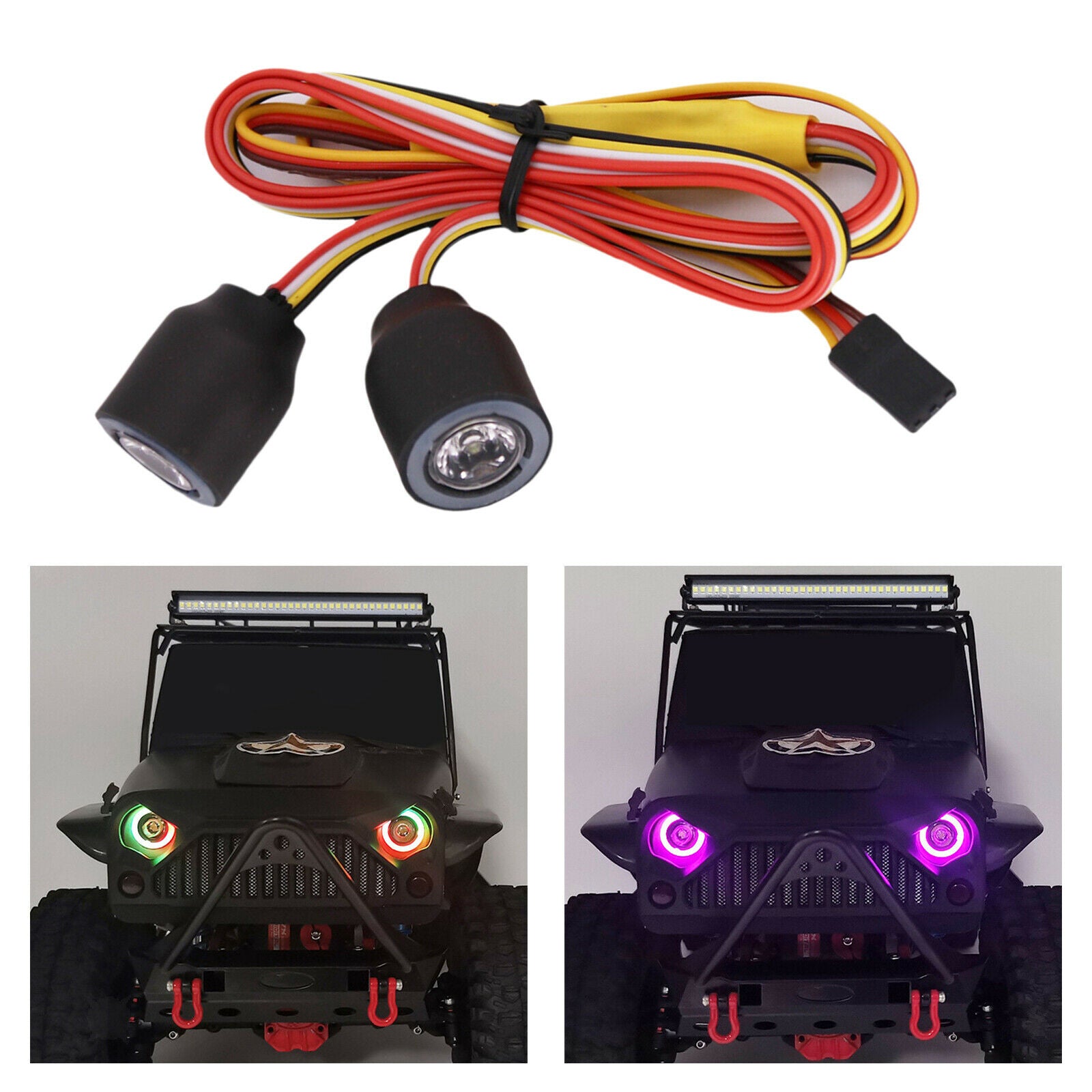 2LEDs Headlights Lamps for SCX10 TRX4 D90 90046 1/10 Off-Road RC Crawler Car
