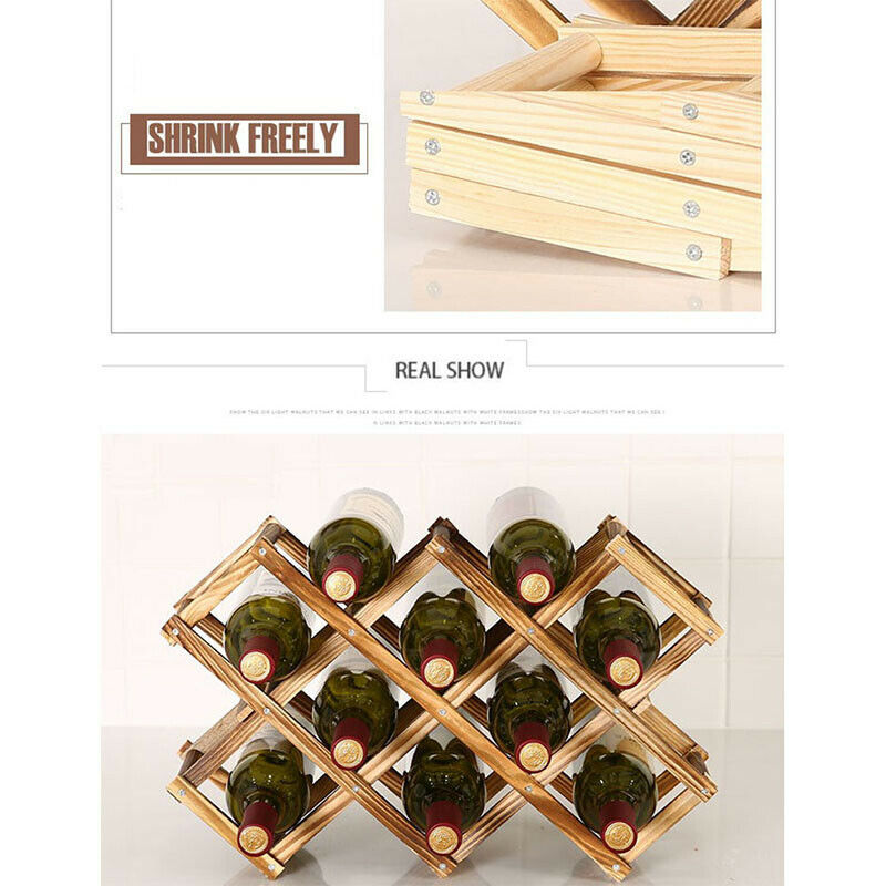 Collapsible Wooden Wine racks bottle cabinet stand Holders wood shelf organiBDD