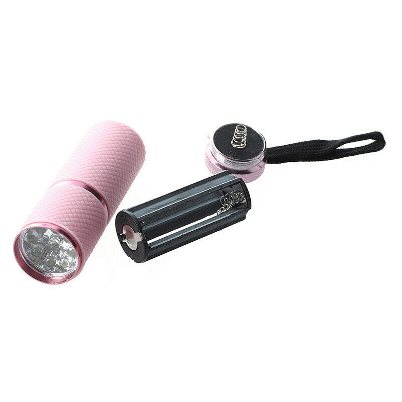 Outdoor Mini Pink Rubber Coated 9-LED Flashlight Torch G1I8I8