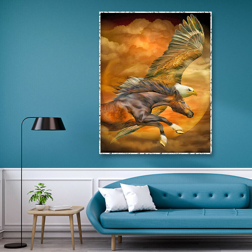 Full Eagle and Horse Picture Diamond Painting Kit Drill DIY 5D Round Craft @