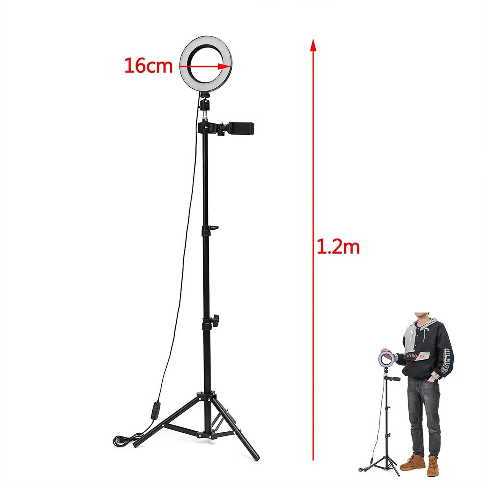 Dimmable USB Makeup Photo Camera Phone Selfie LED Ring Light Lamp Stand Tripod
