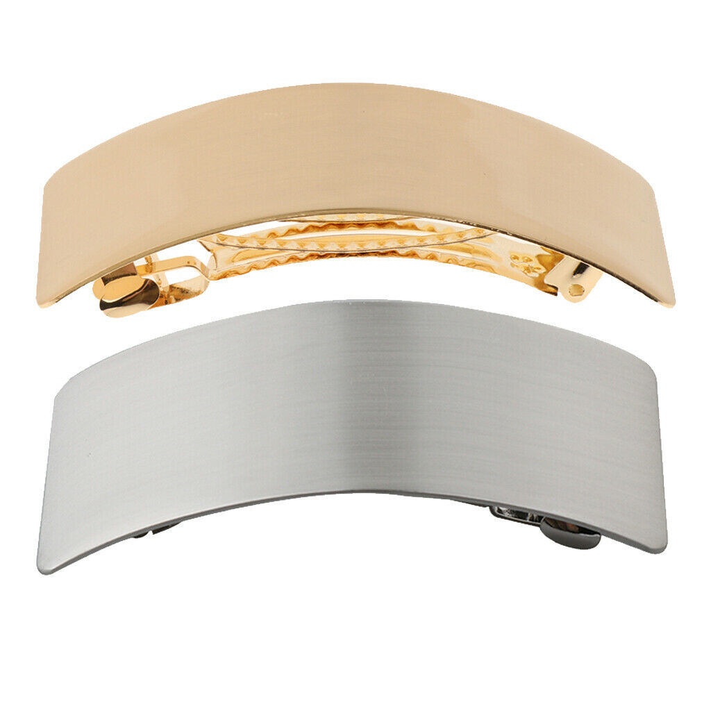 2 Large Rectangle French Hair Barrette Automatic Spring Clip Ponytail Holder