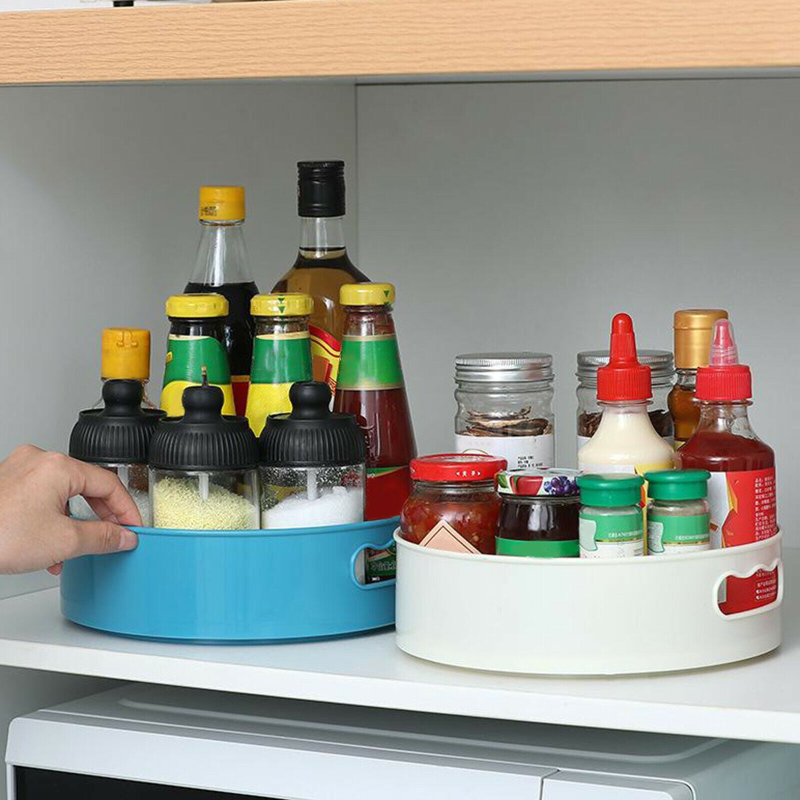 Rotating Condiment Jar Storage Tray Table Top Bathroom Cosmetic Holder Rack