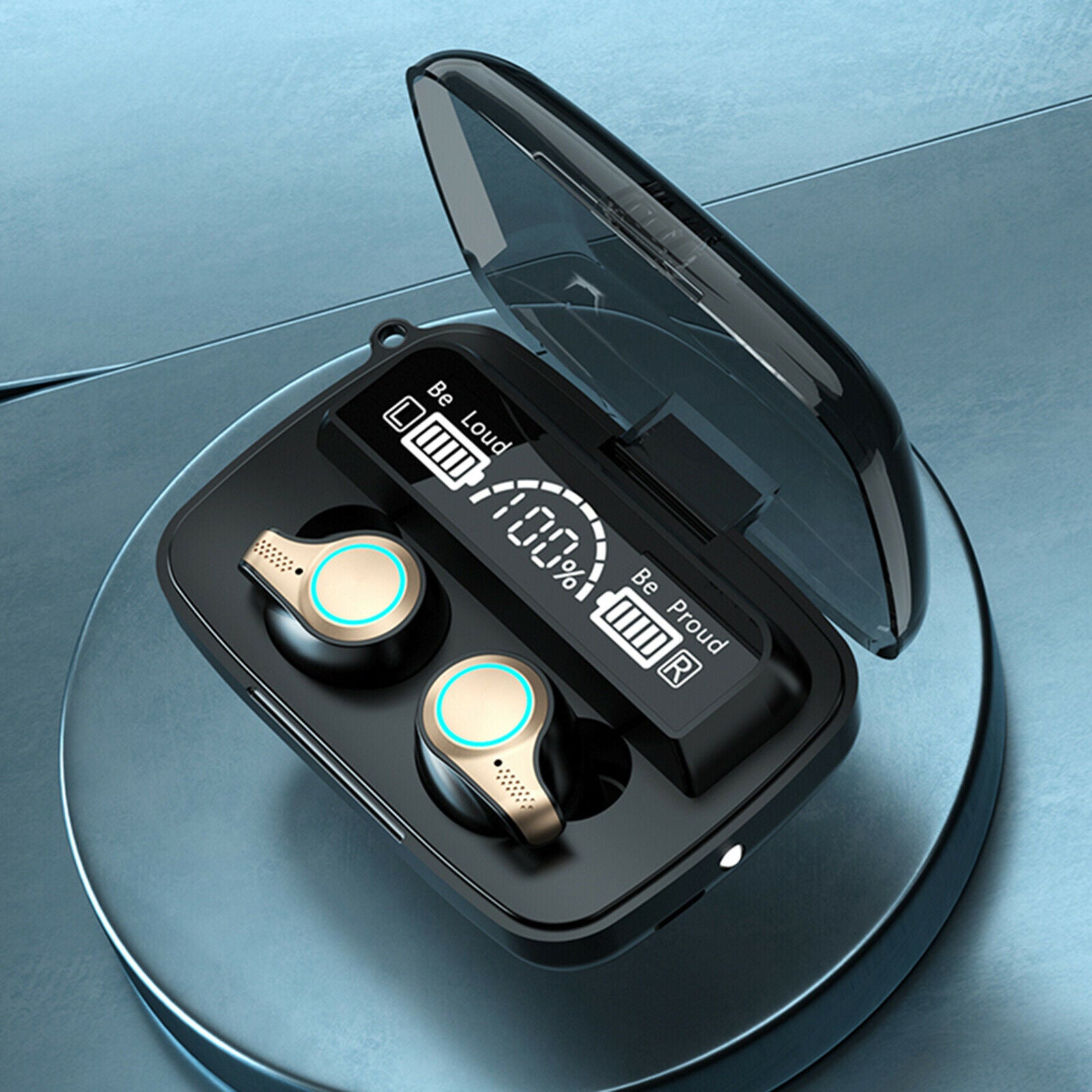 M18 Wireless Earbuds Bluetooth V5.0 Headphones with Mic LCD Display Charging Box
