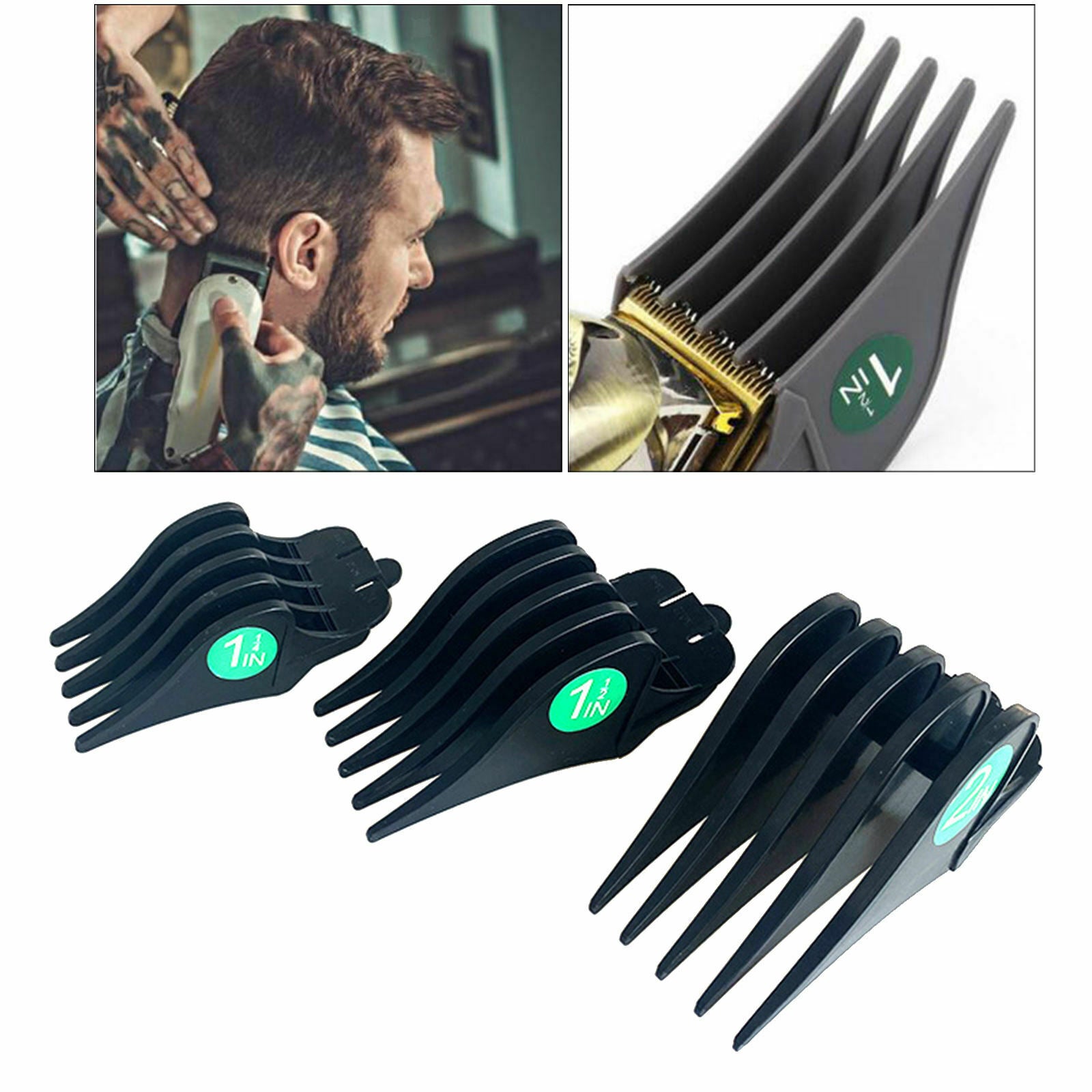 3Pcs Hair Clipper Limit Combs 32mm 38mm 51mm Cutting Guard Attachment Black