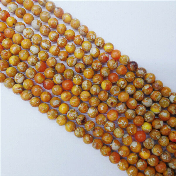 1 Strand 4mm Yellow Sea Sediment Jasper Rondelle Round Ball Beads 15.5" HH8890