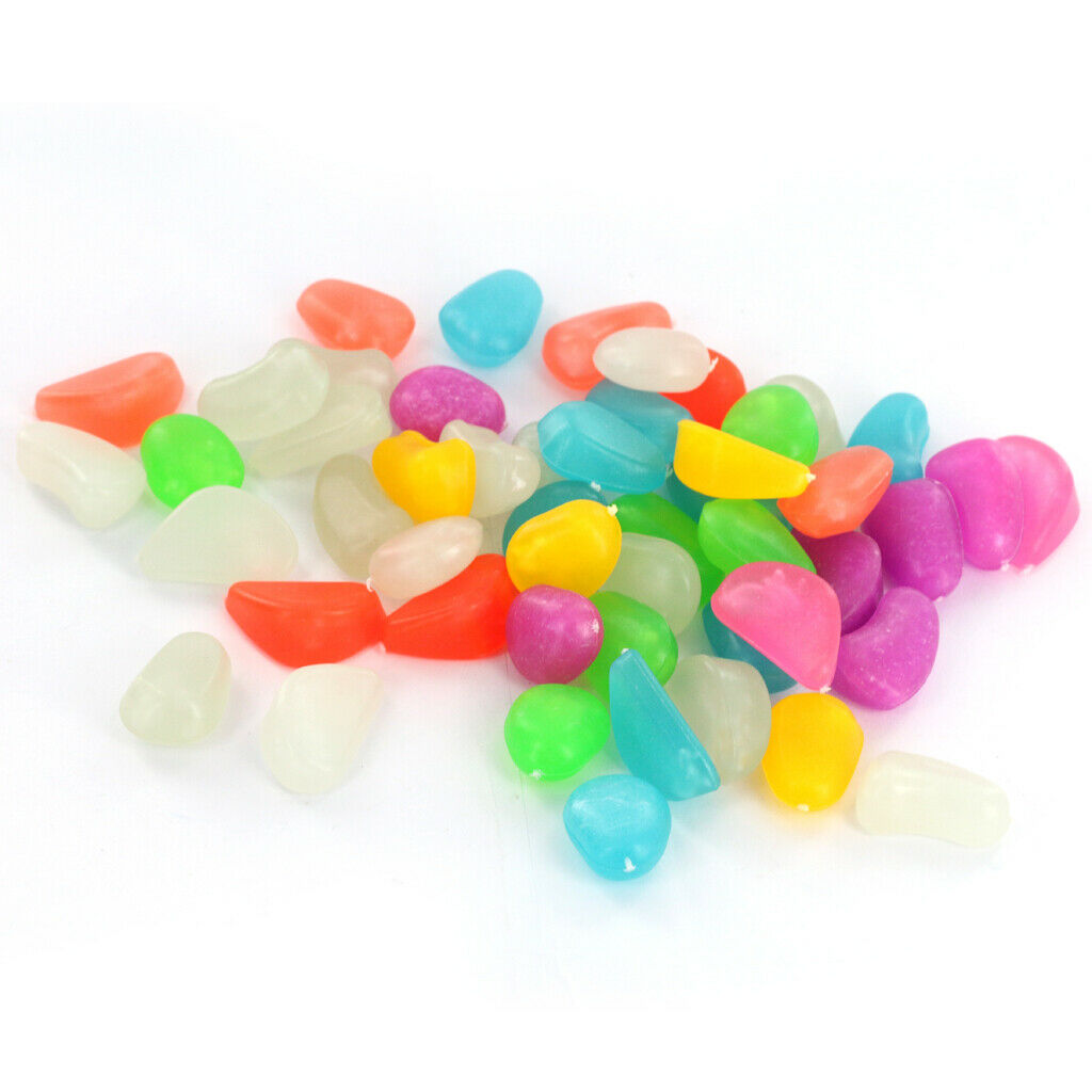 50x Glow Stones Luminous Pebbles Riverstones Fish Tank Aquarium Decoration