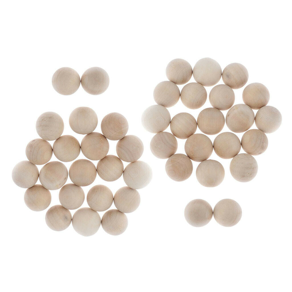 20Pcs Wooden Hardwood Balls 3cm Round Beech Wood Beads for Crafts Toys