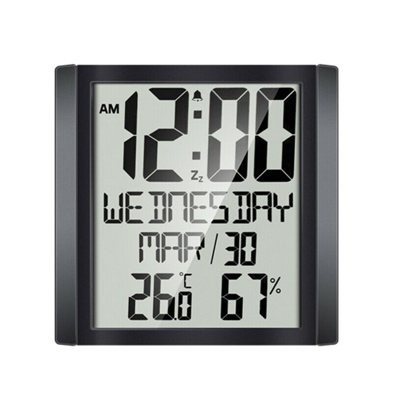 Large Screen Wall Clock Home Temperature and Humidity Meter Alarm Clock Liv I6G1
