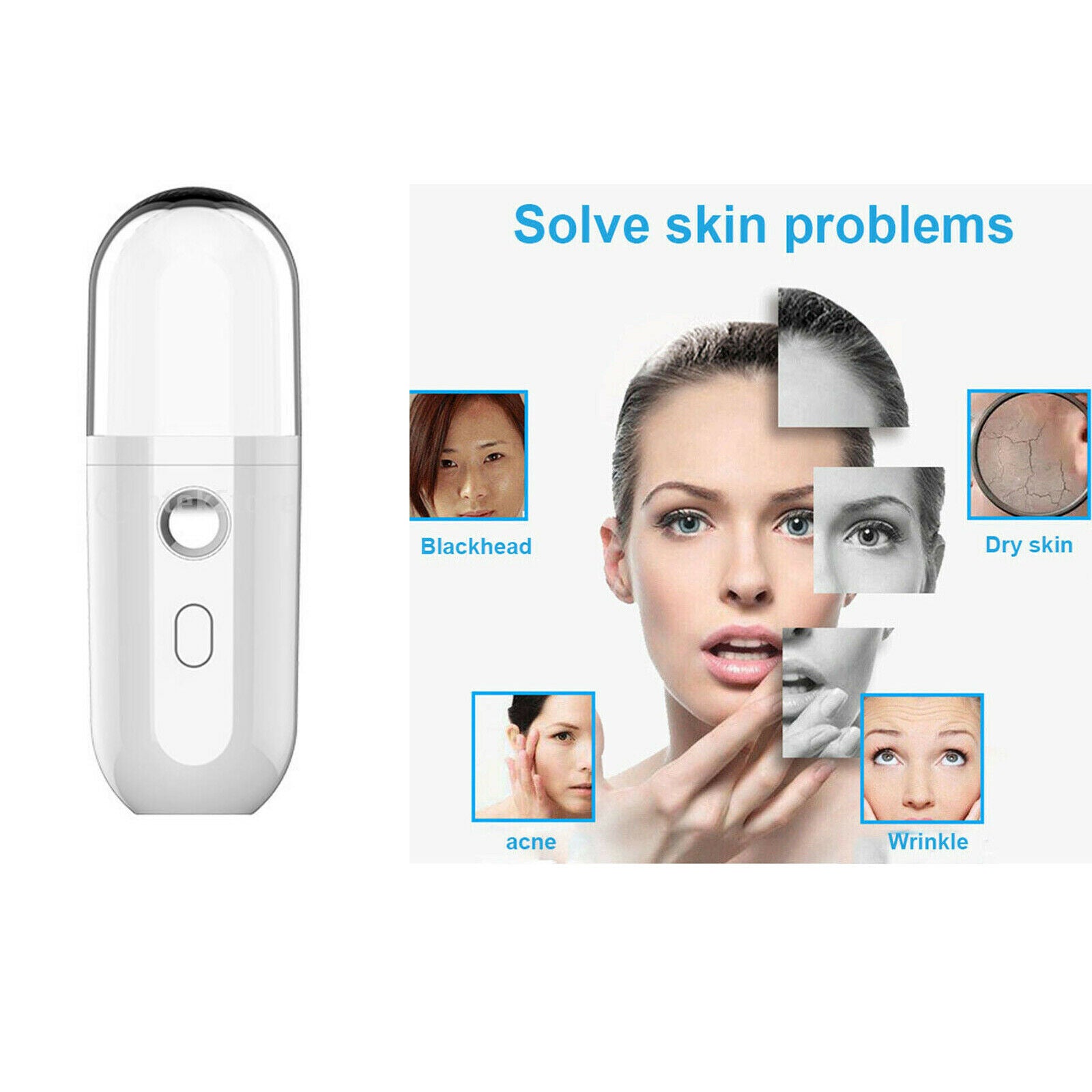 Handy Facial Humidifier 30mL Spa USB Rechargeable Face Spray Machine Salon