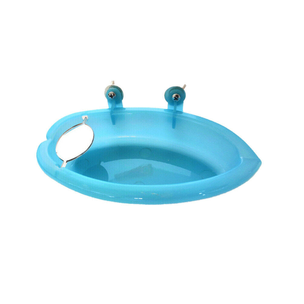 Mini Plastic Bird Bath Basin With Mirror Pet Parrot Bathtub Birds Carrier Supply