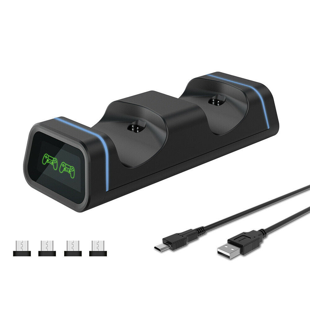 For PS4 Controller Charging Dock Dual Charger Stand with Status Display Screen
