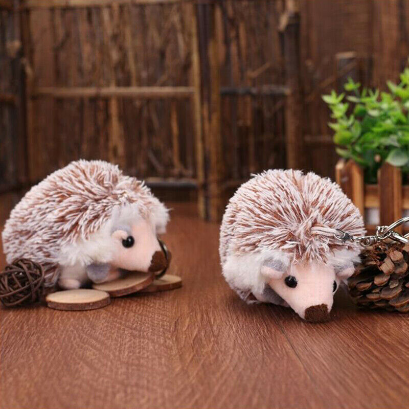Cute Plush Pompon Hedgehog Animal Keychain Bag 10cm Mobile Phone Pendant KeyBDA